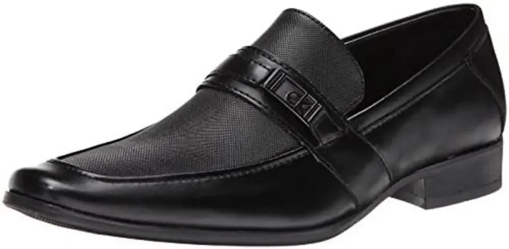Calvin Klein Black Diamond Leather Bartley Loafer Oxford Dress Shoes Men's 9.5
